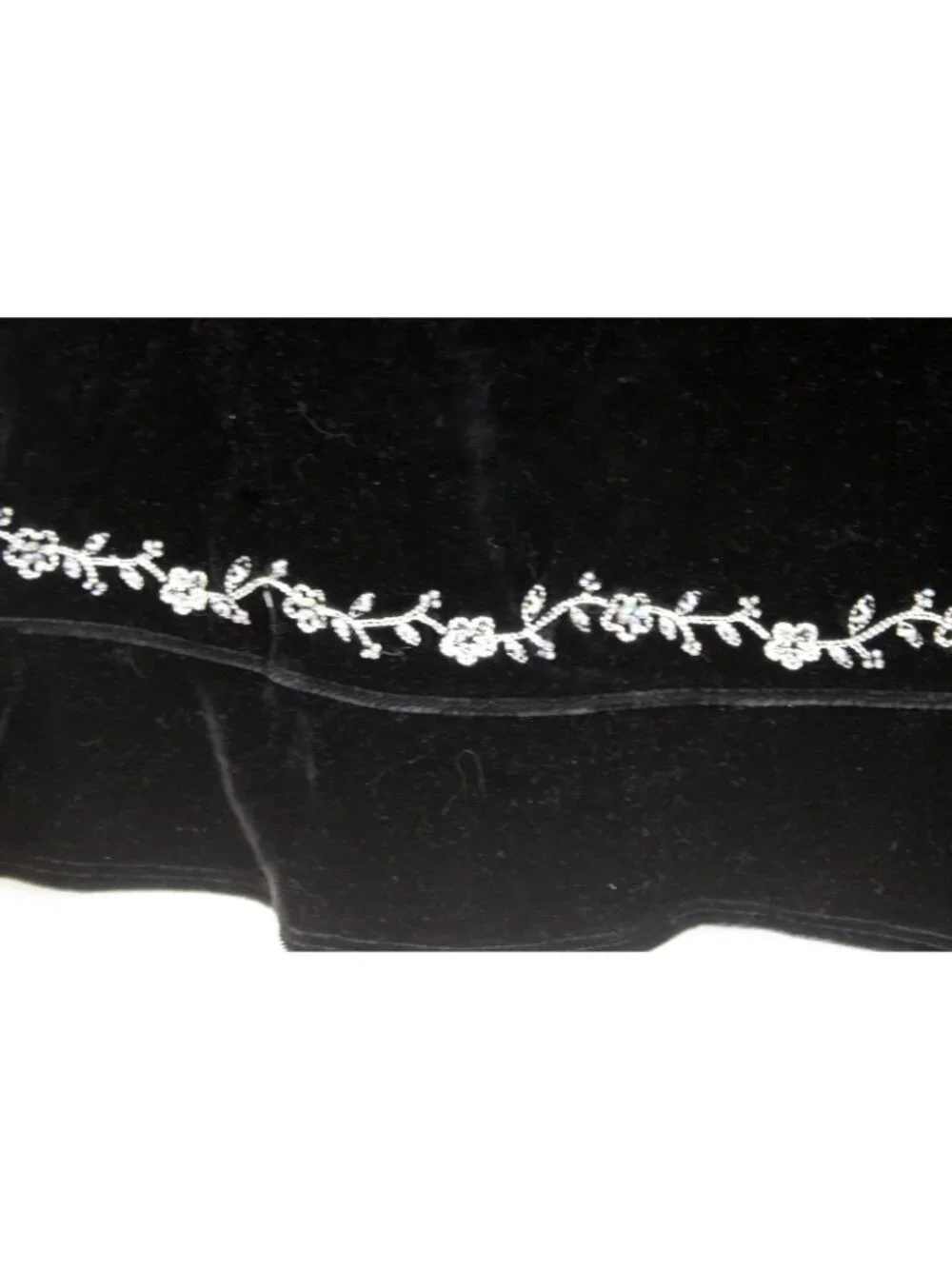 Land's End Black Velvet Skirt girls sz 14 Embroidered Beaded Ruffle Holiday NEW